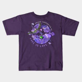 Proud Supporter of Love is Love Rainbows - Purple & Green Kids T-Shirt